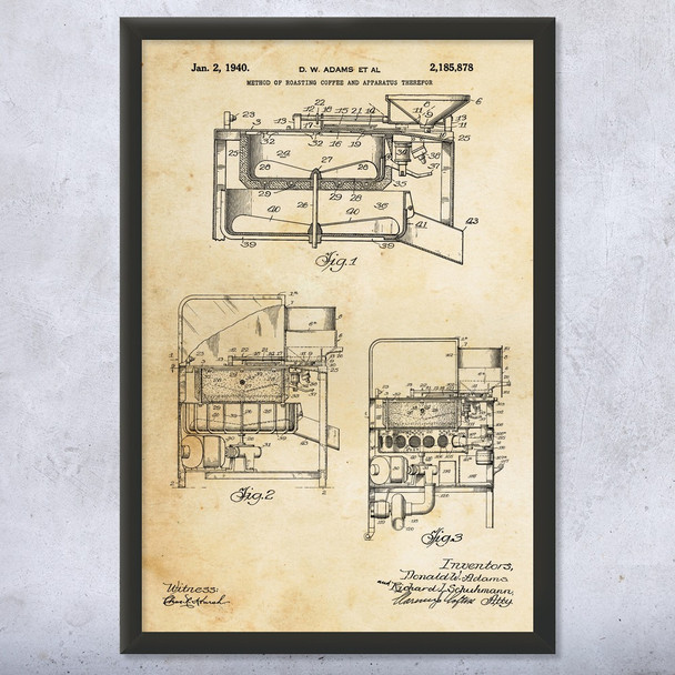 Pan Coffee Roaster Patent Wall Art