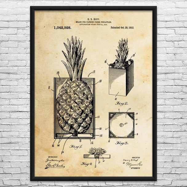 Pineapple Crate Patent Wall Art