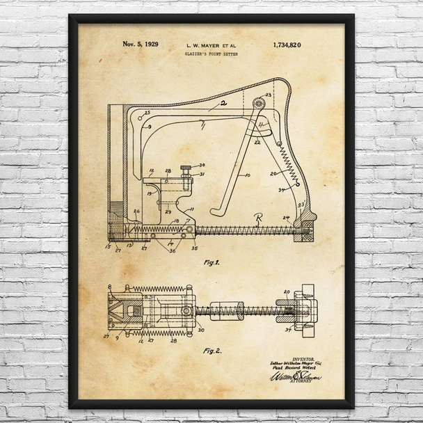 Glass Gun Patent Wall Art