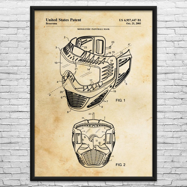 Paintball Mask Patent Wall Art