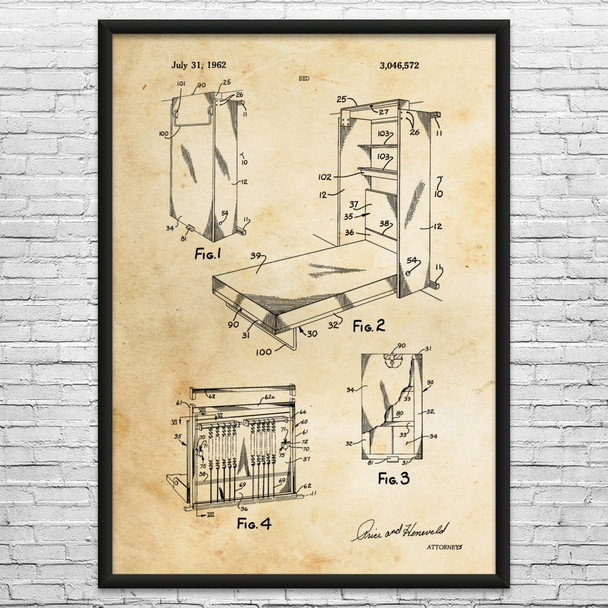 Murphy Bed Patent Wall Art