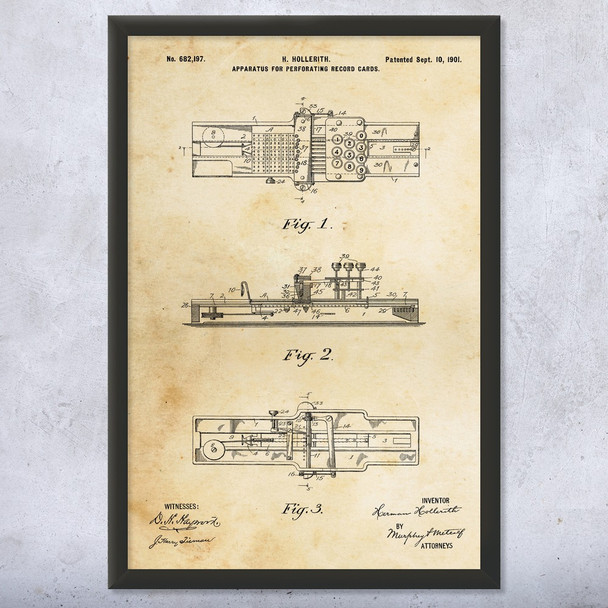 Hollerith Card Puncher Patent Wall Art