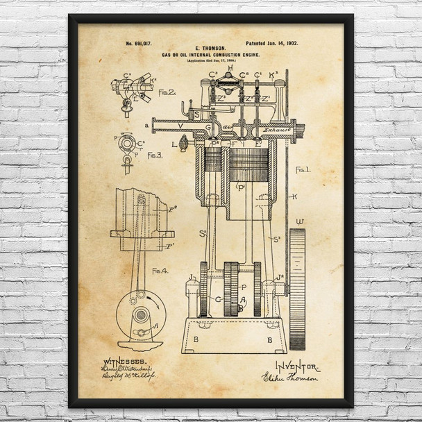 Gas ICE Engine Patent Wall Art