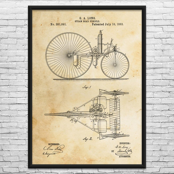 Steam Engine Car Patent Wall Art