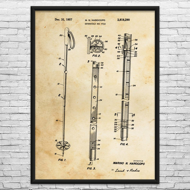 Ski Pole Patent Wall Art