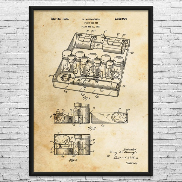 First Aid Kit Patent Wall Art