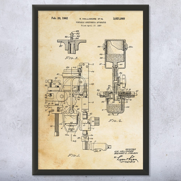 Anesthesia Machine Patent Wall Art