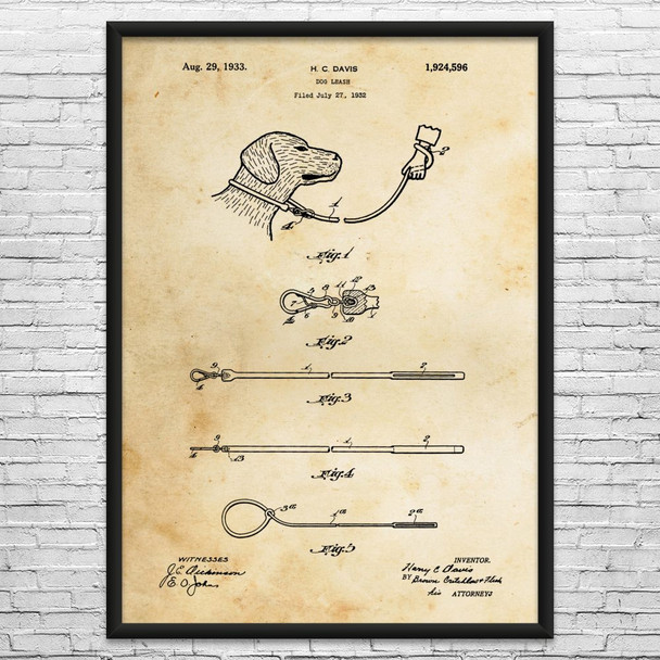 Dog Leash Patent Wall Art