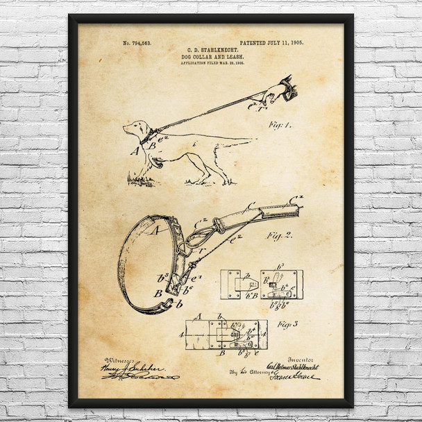Dog Collar & Leash Patent Wall Art