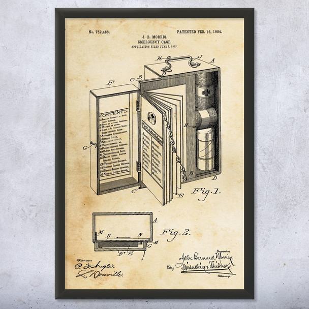 Emergency Medical Kit Patent Wall Art