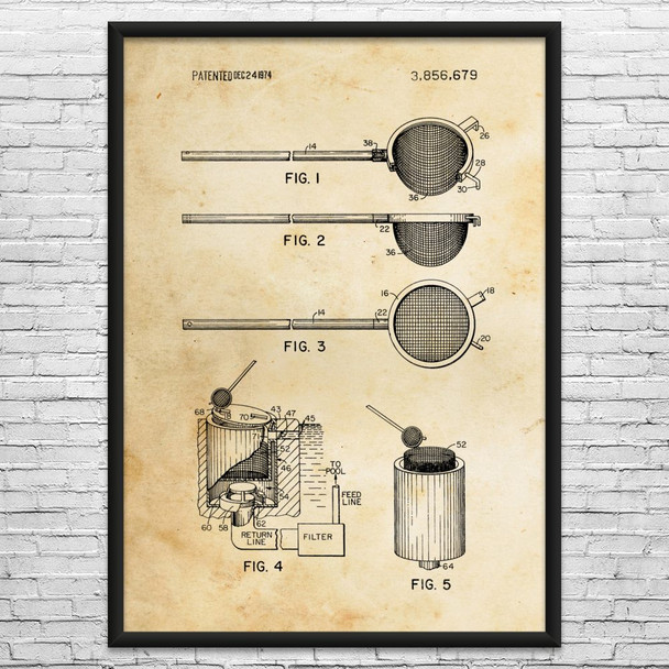 Pool Skimmer Patent Wall Art