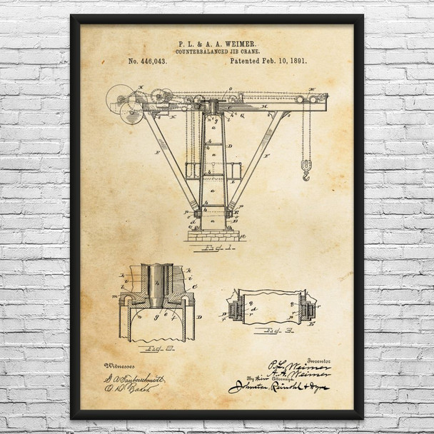 Jib Crane Patent Wall Art