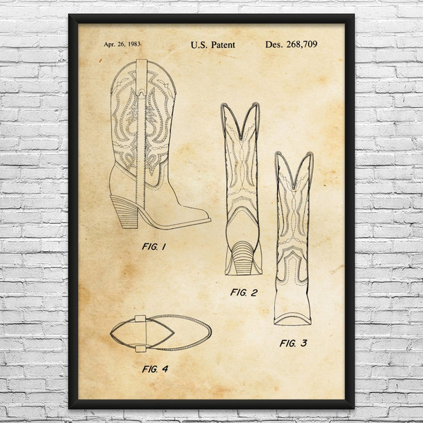 Cowboy Boot Patent Wall Art