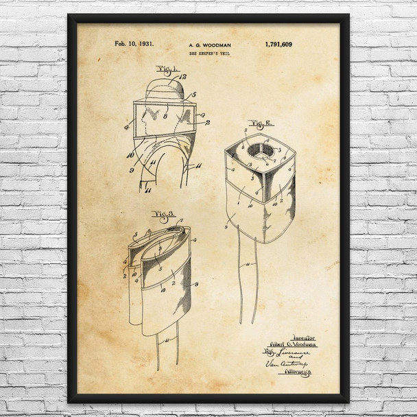 Beekeepers Veil Patent Wall Art