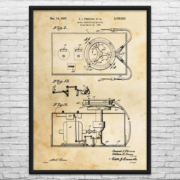 Blood Transfusion Patent Wall Art