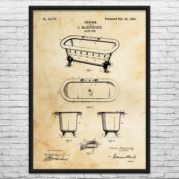 Vintage Bathtub Patent Wall Art