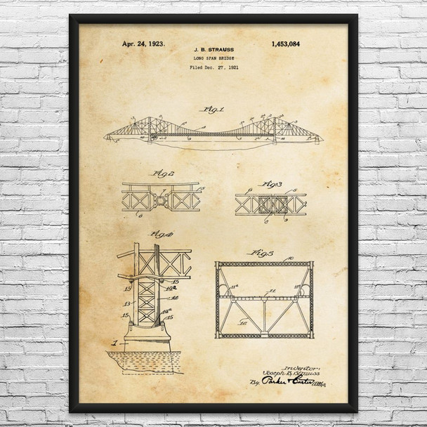 Golden Gate Bridge Patent Wall Art
