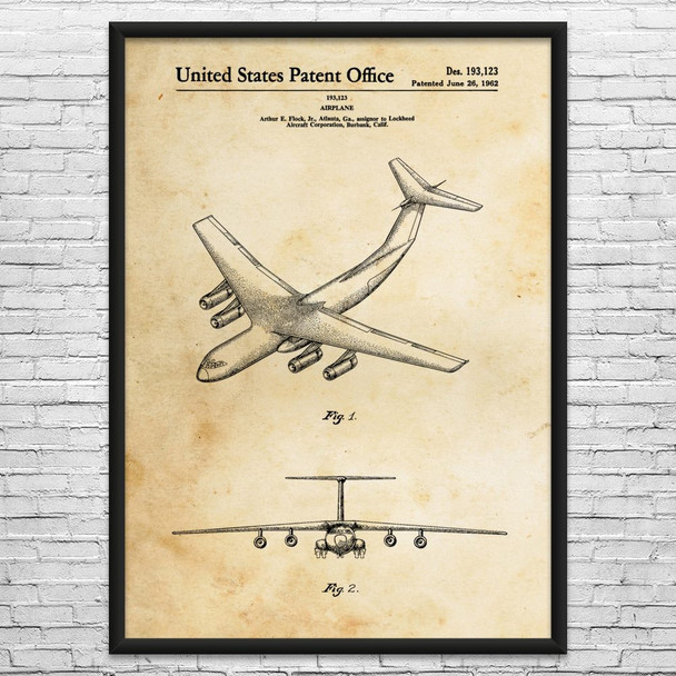 C-141 Starlifter Airplane Patent Wall Art