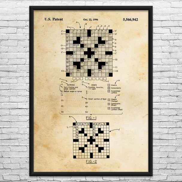 Crossword Puzzle Patent Wall Art