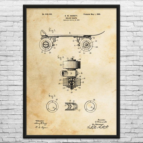 Skate Wheels Patent Wall Art