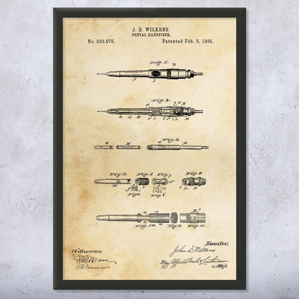 Dental Drill Patent Wall Art