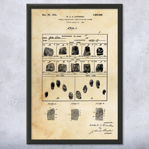 Fingerprint Card Patent Wall Art