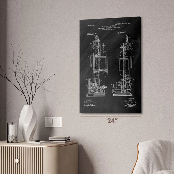 Elevator Emergency Brake Patent Wall Art