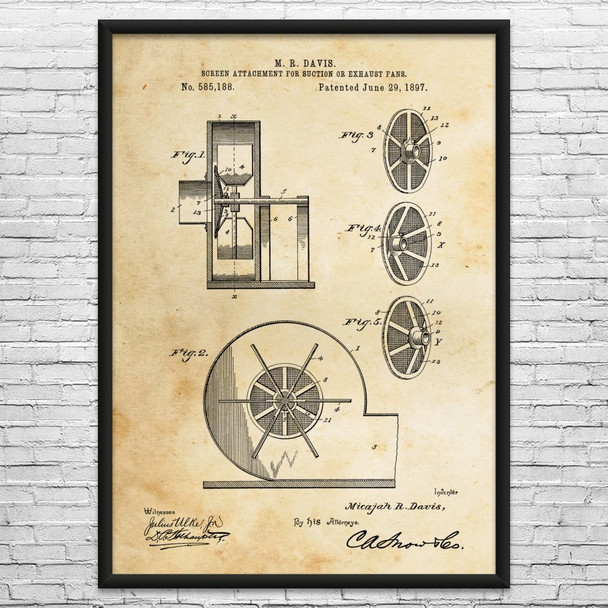 Exhaust Fan Patent Wall Art