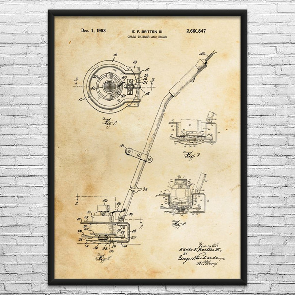 Weed Whacker Patent Wall Art