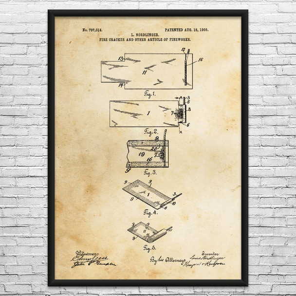 Firecracker Patent Wall Art