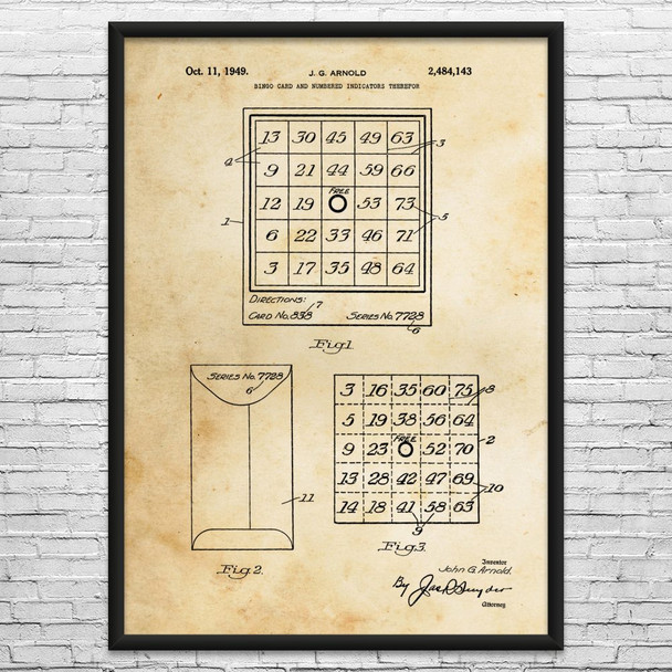 Bingo Card Patent Wall Art