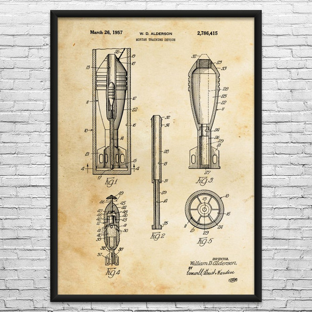 Mortar Training Device Patent Wall Art