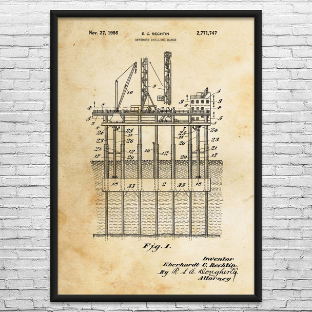 Oil Platform Patent Wall Art