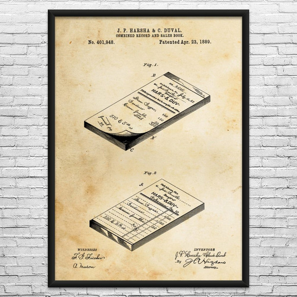Sales Ledger Patent Wall Art
