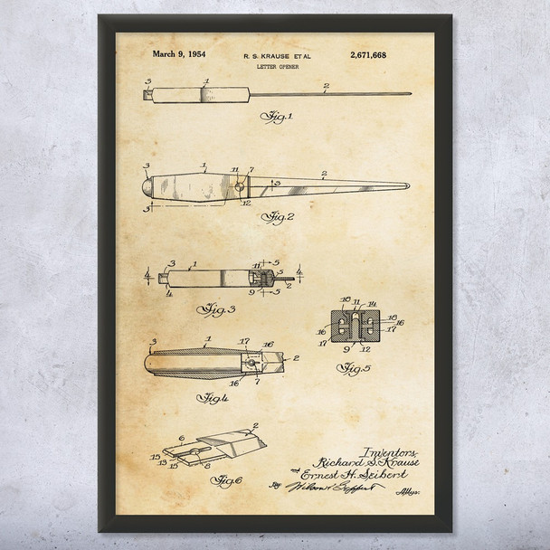 Letter Opener Patent Wall Art