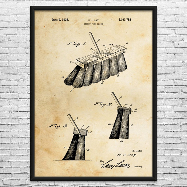 Street Sweepers Broom Patent Wall Art