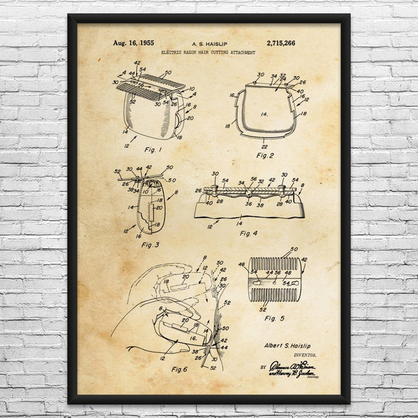 Hair Clipper Guard Patent Wall Art