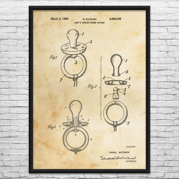 Baby Pacifier Patent Wall Art
