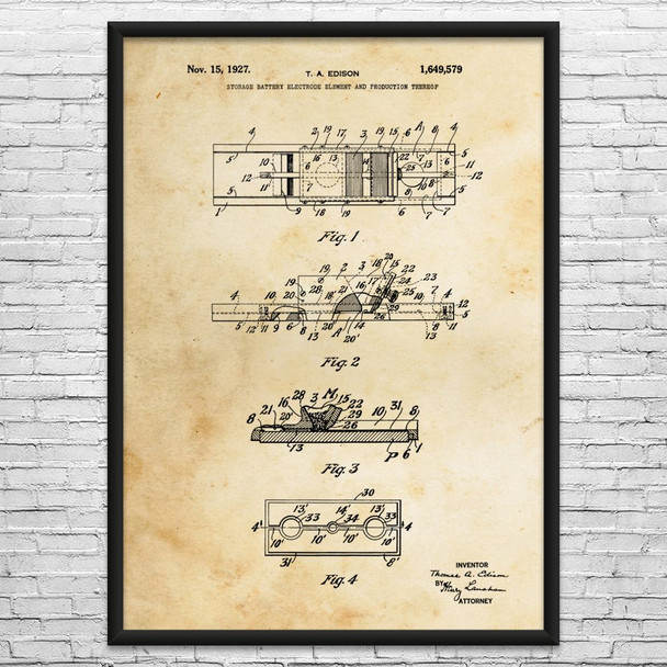 Battery Electrode Patent Wall Art