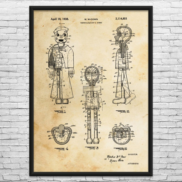 Ventriloquist Dummy Patent Wall Art