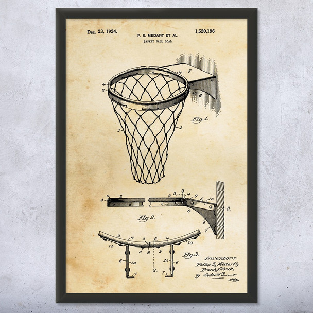 Basketball Hoop Patent Wall Art