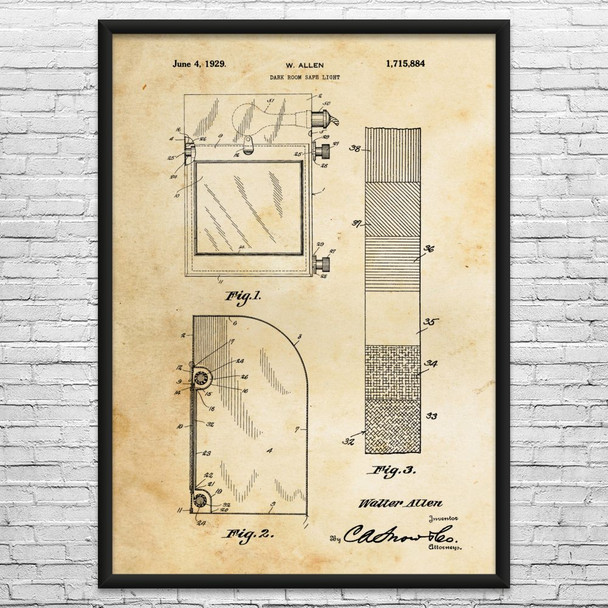 Dark Room Safe Light Patent Wall Art