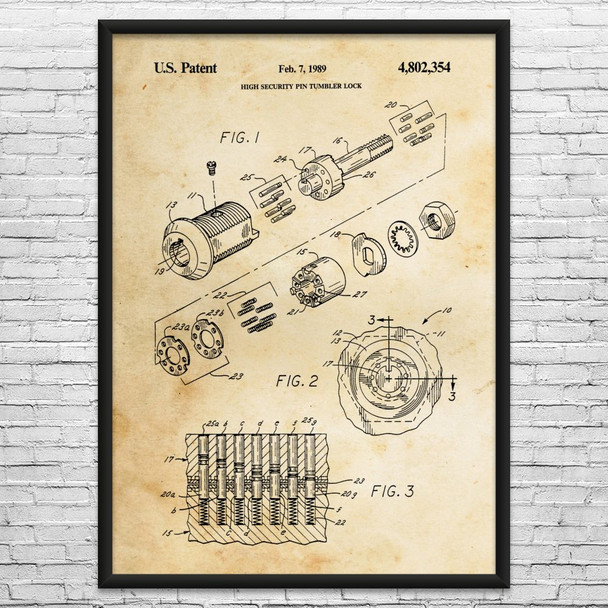 Tubular Lock Patent Wall Art