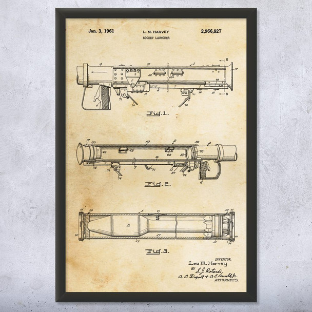RPG Rocket Launcher Patent Wall Art