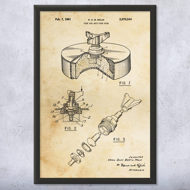 Anti Tank Mine Patent Wall Art