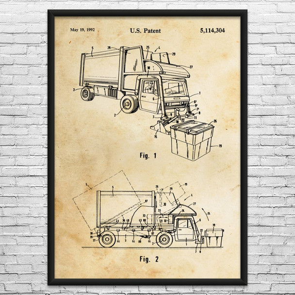 Garbage Truck Patent Wall Art