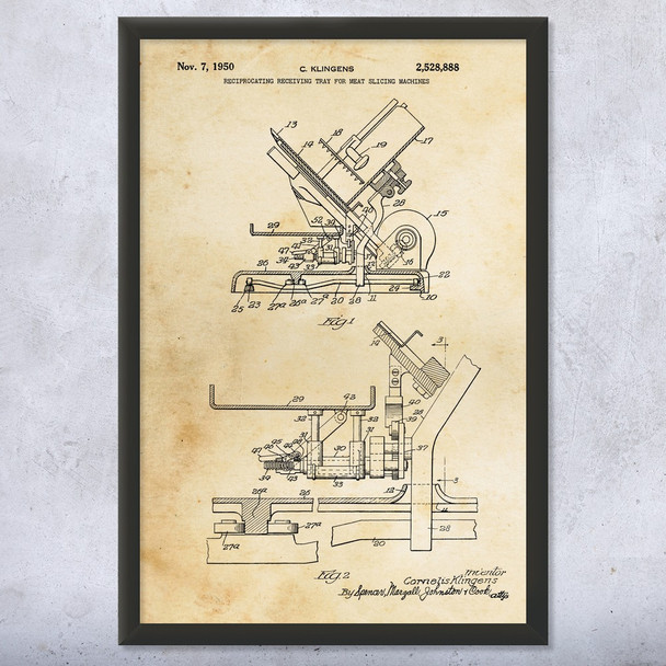 Meat Slicer Patent Wall Art