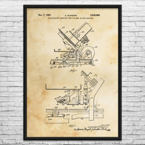 Meat Slicer Patent Wall Art