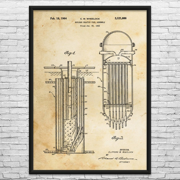 Nuclear Reactor Fuel Rods Patent Wall Art
