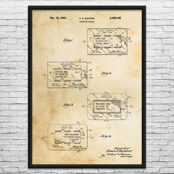 Credit Card Patent Wall Art
